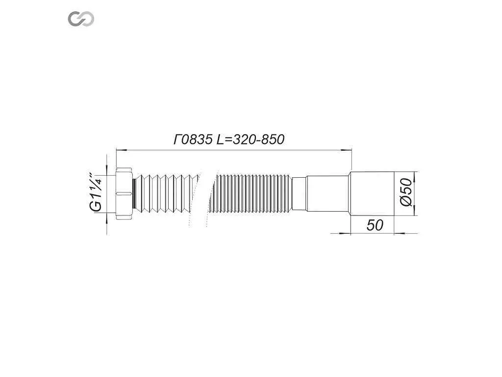Гофросифон SOLOPLAST гнучкий складаний Г0835 Ø32хØ40/50 L=850 - фото 2