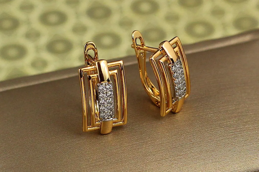 Сережки Xuping Jewelry ехо з родієм 1,6 см золотисті - фото 2