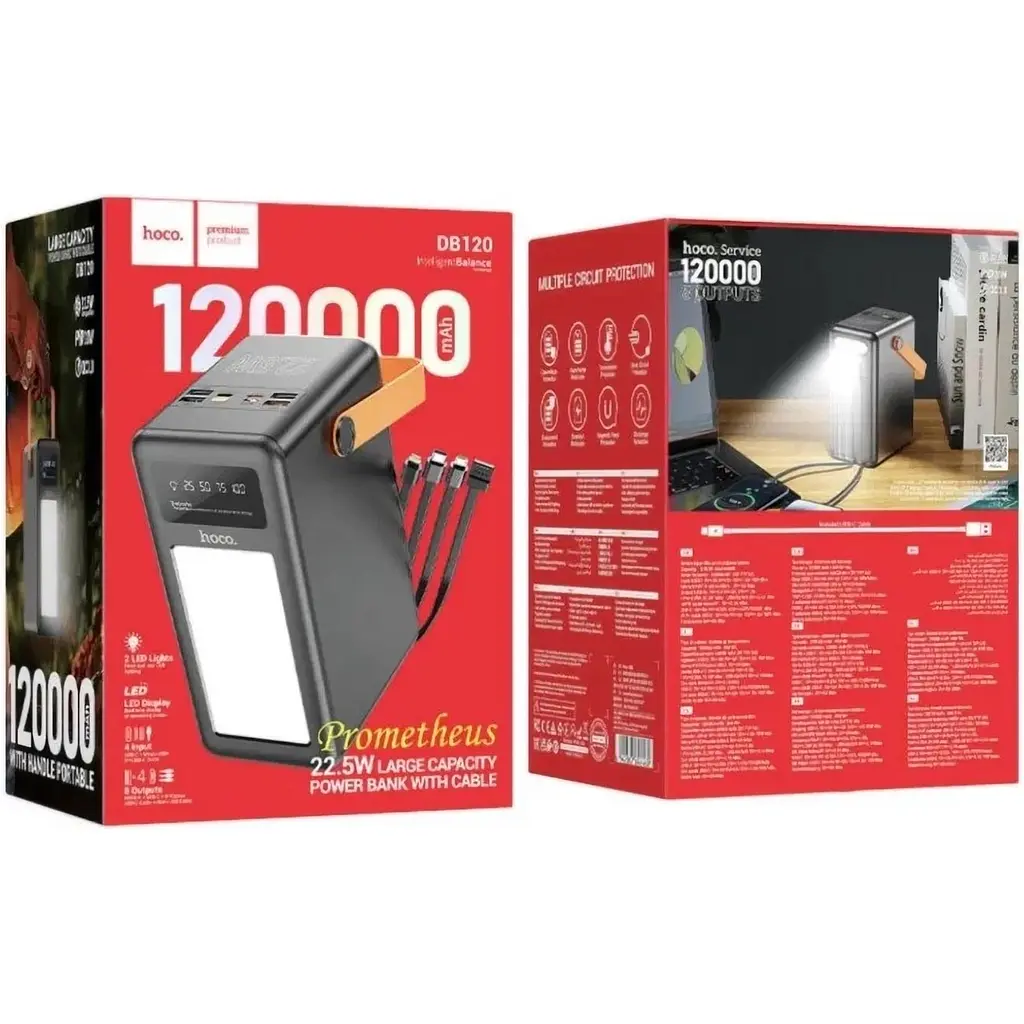 Зовнішній акумулятор Hoco Prometheus DB120 120000mAh 22.5W Black [121605] - фото 5