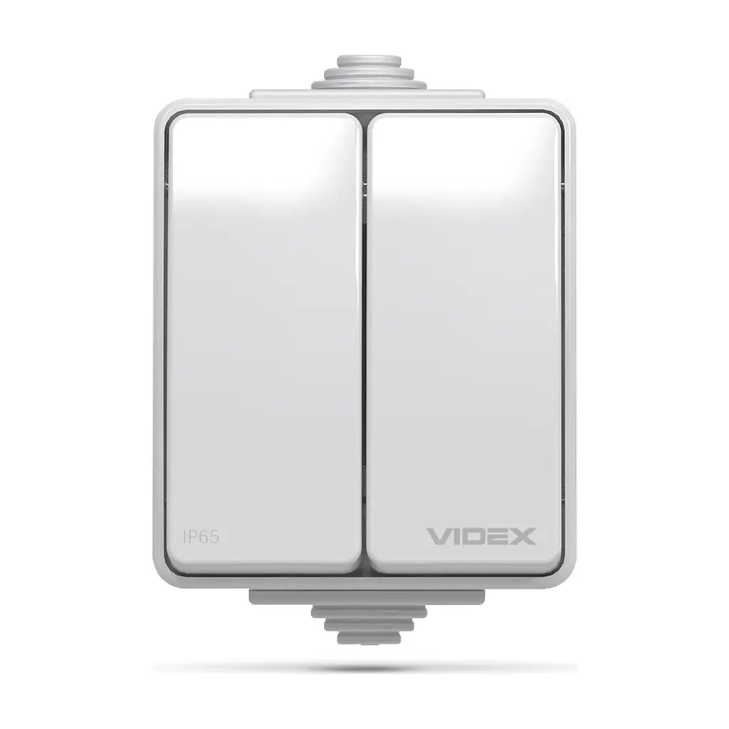 Вимикач Videx BINERA IP65 зовнішній 2кл сірий (VF-BNW12-G) - фото 2