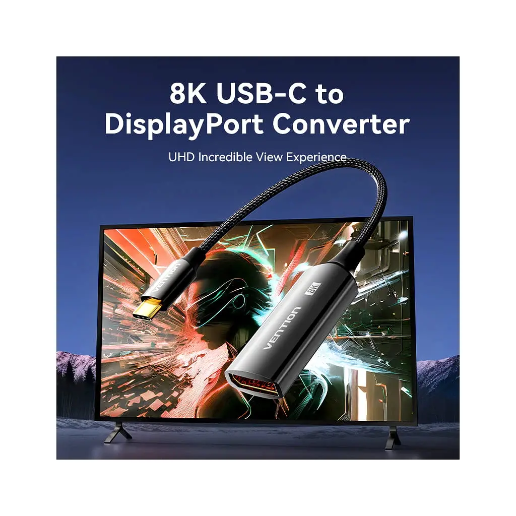 Кабель мультимедійний USB-C to DisplayPort M 0.25m 8K black Vention (CRGBC) - фото 2