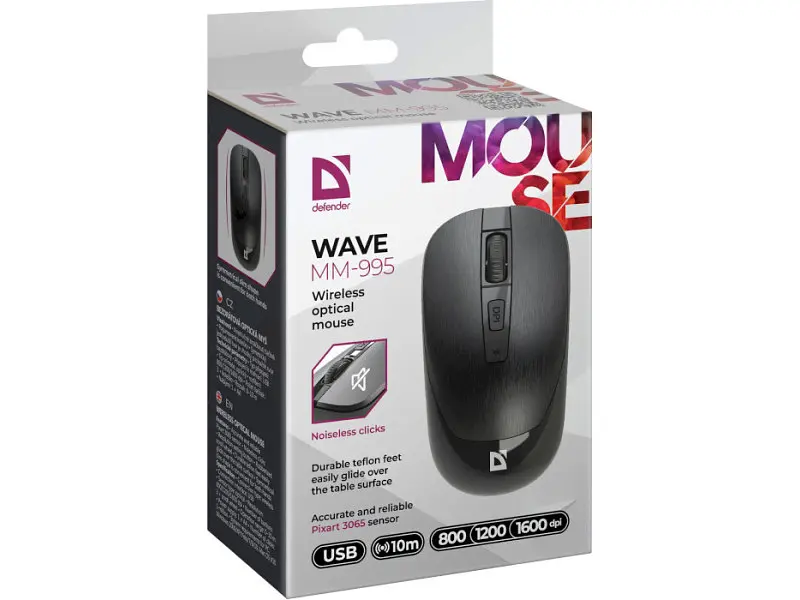 Миша Defender Wave MM-995 Black (52995) - фото 6