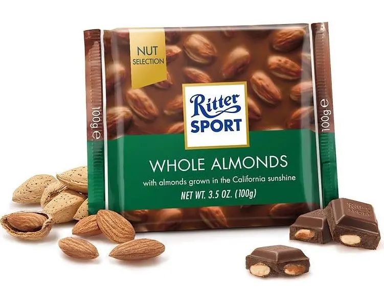 Шоколад молочний Ritter Sport з цілісними мигдальними горіхами 100 г (686645) - фото 2