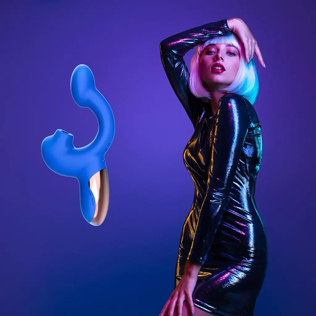 Смарт-вібратор Magic Motion Ponder Blue, подвійна стимуляція, віброяйце+язичок для клітора - фото 12
