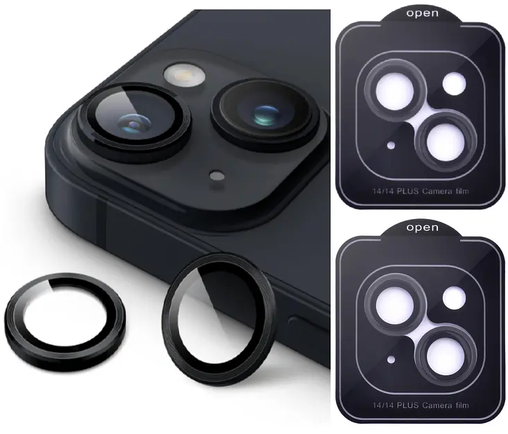 Захисне скло на камеру DK для Apple iPhone 14 Lens Metal Ring Eagle Eye 015735 black 2 шт. - фото 2
