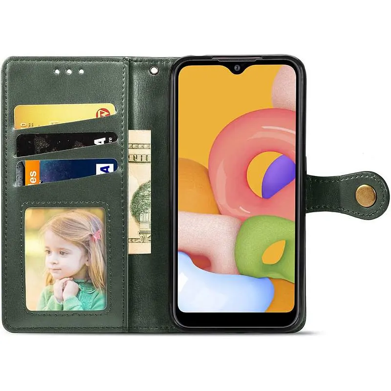 Кожаный чехол-книжка Getman Gallant (PU) для Samsung Galaxy A07 Зеленый - фото 4