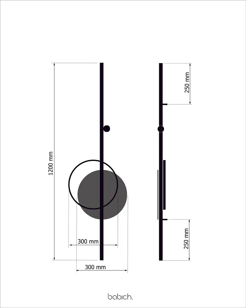 Настінне бра Babich Studio Mid GB 1200 Black (RAL 9005) - фото 6