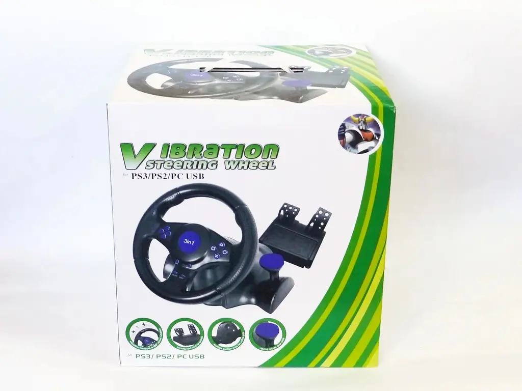 Ігрове кермо з педалями Vibration Steering wheel для пк, PS2, PS3, PC - фото 4