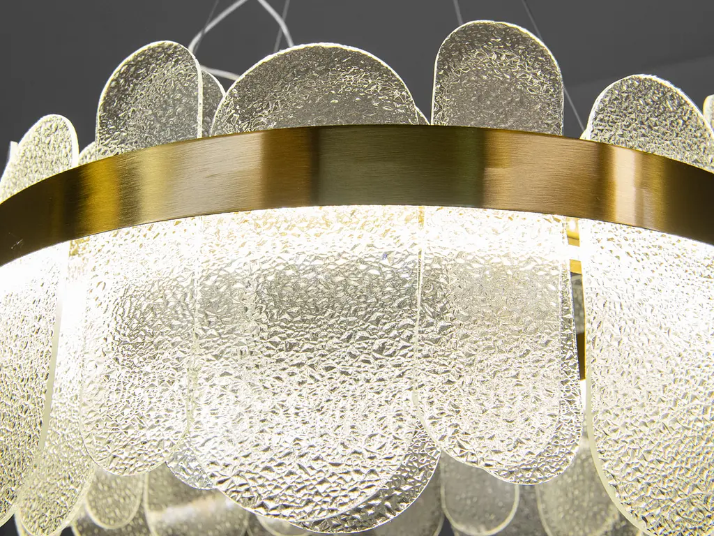 Підвісна люстра Diasha 803-500SGD золота LED-модель з прозорими скляними елементами, потужність 100 Вт, діаметр 48 см - фото 4