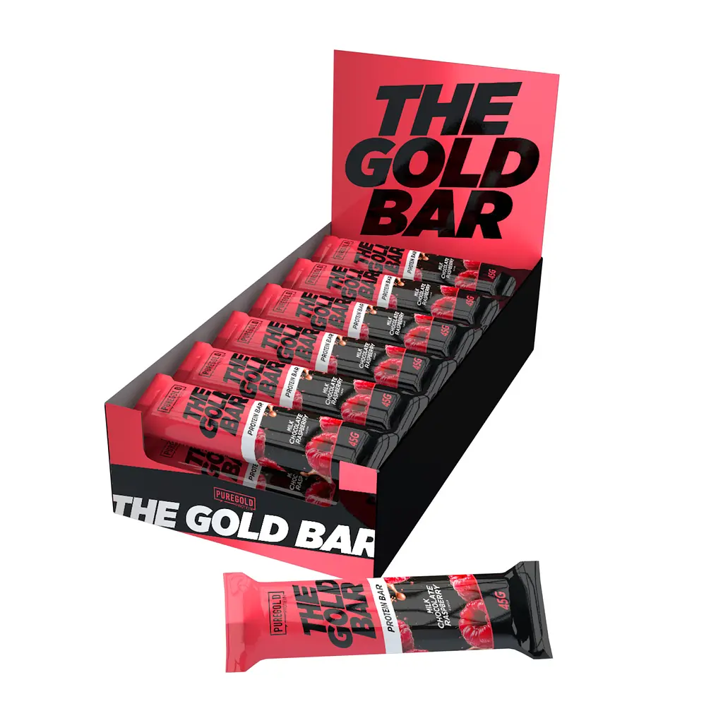 Протеїновий батончик Pure Gold (The Gold Bar) — 18 × 45 г, crispy choco малина