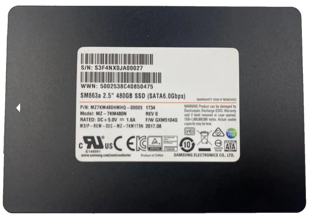 Накопичувач SSD Samsung Sata 2.5" 480Gb SM863a 500 512 (MZ7KM480HMHQ) Б/в - фото 2