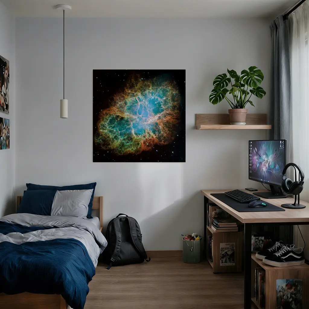 Інтер'єрна картина Крабоподібна туманність M1, NGC 1952, Crab Nebula, астрономія, космос, НАСА, 60×60 см (id5066) - фото 2