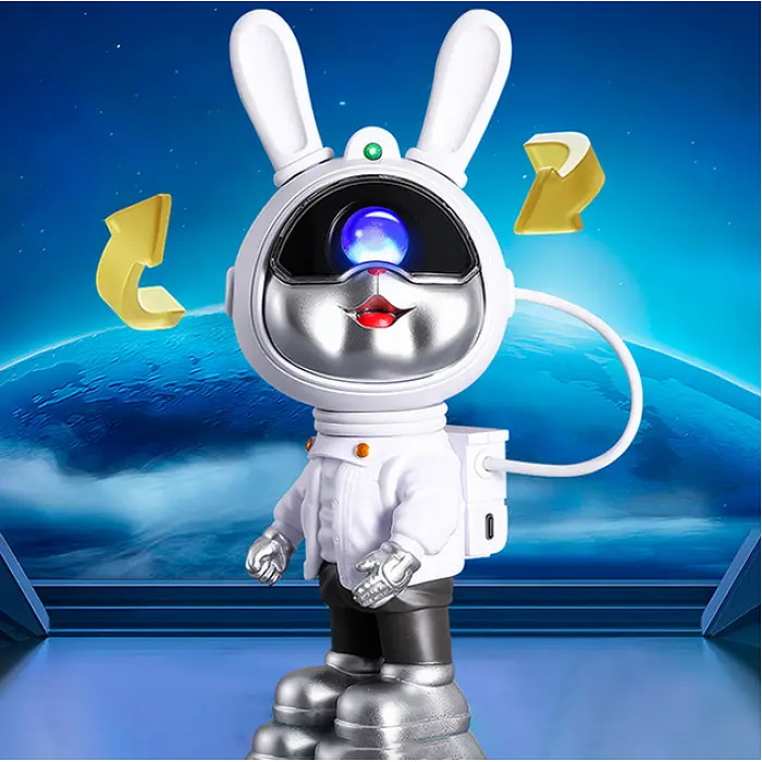Світильник нічник Астронавт у формі кролика-космонавта Rabbit Star 23 см з ефектом зоряного неба та пультом - фото 3