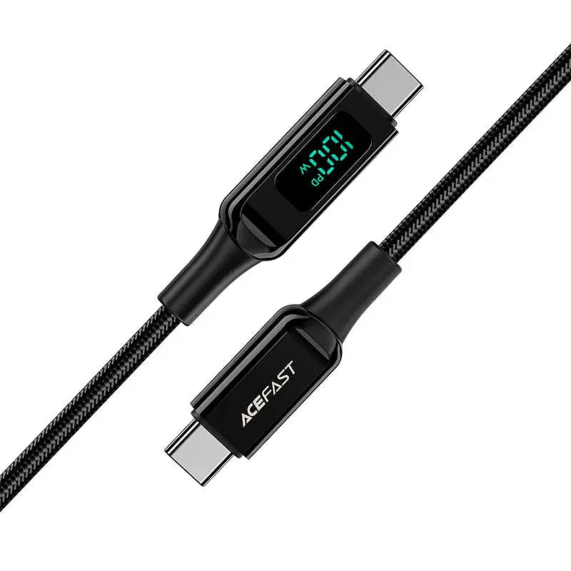 Кабель для передачі даних C6-03 Type-C to Type-C 100W Digital Display (2 m) Black Acefast teh0030042 - фото 3