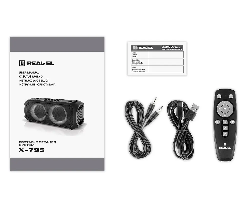 Портативная колонка REAL-EL X795 Boombox 70W Bluetooth, Echo Karaoke, TWS, RGB, Black - фото 10