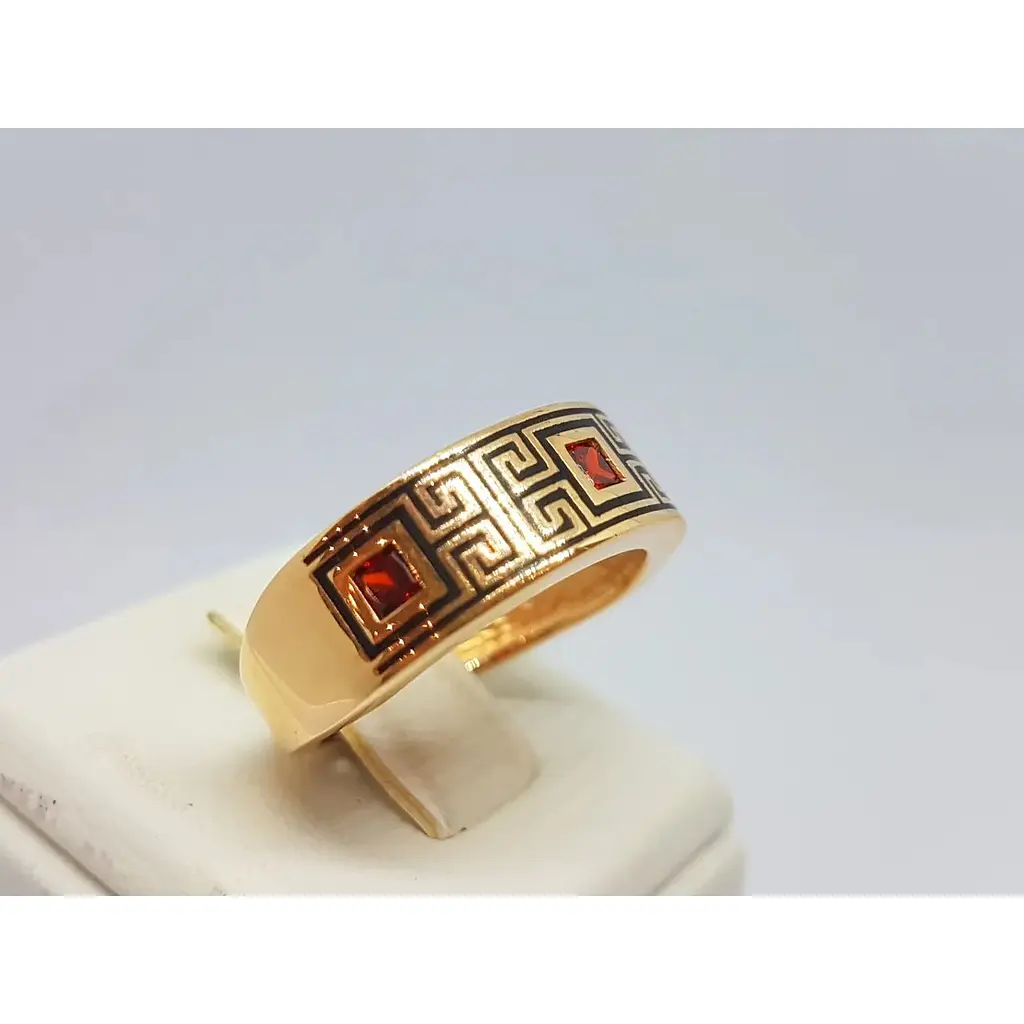 Золоте кільце Tango з фіанітами і емаллю. 380224Е 18 - фото 3