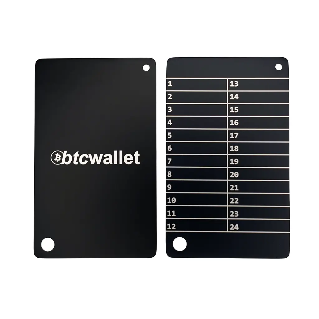 Металеві пластини Btcwallet Black Plate для зберігання сід-фрази, 2 штуки + кріпильний болт - фото 2