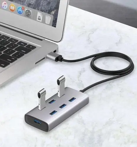 Хаб USB Maiwo KH700, Grey, USB 3.0 - 7xUSB 3.0, кабель 1 м, алюмінієвий корпус - фото 3
