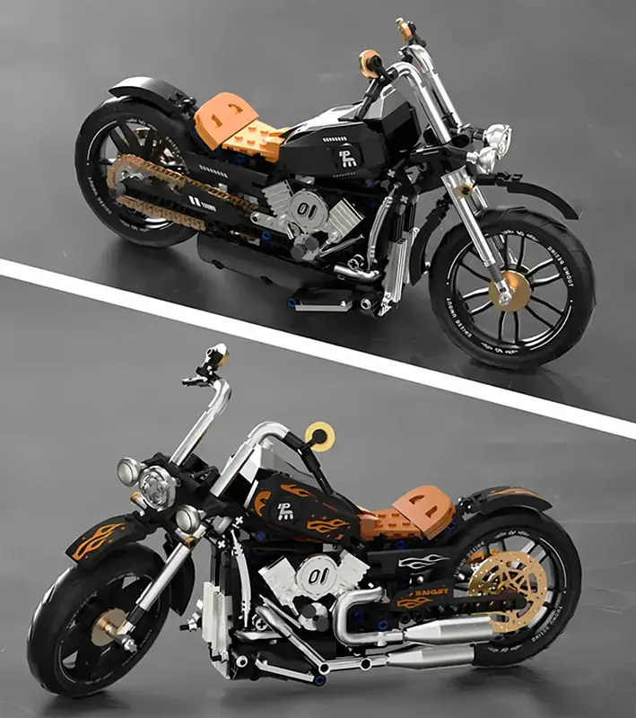 Конструктор Мотоцикл 455 элементов Ramiz черный - фото 8