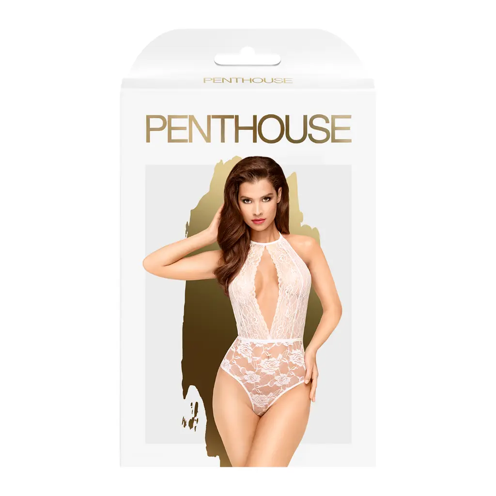 Еротичний боді з глибоким вирізом TOXIC POWDER білий Penthouse m/l - фото 3