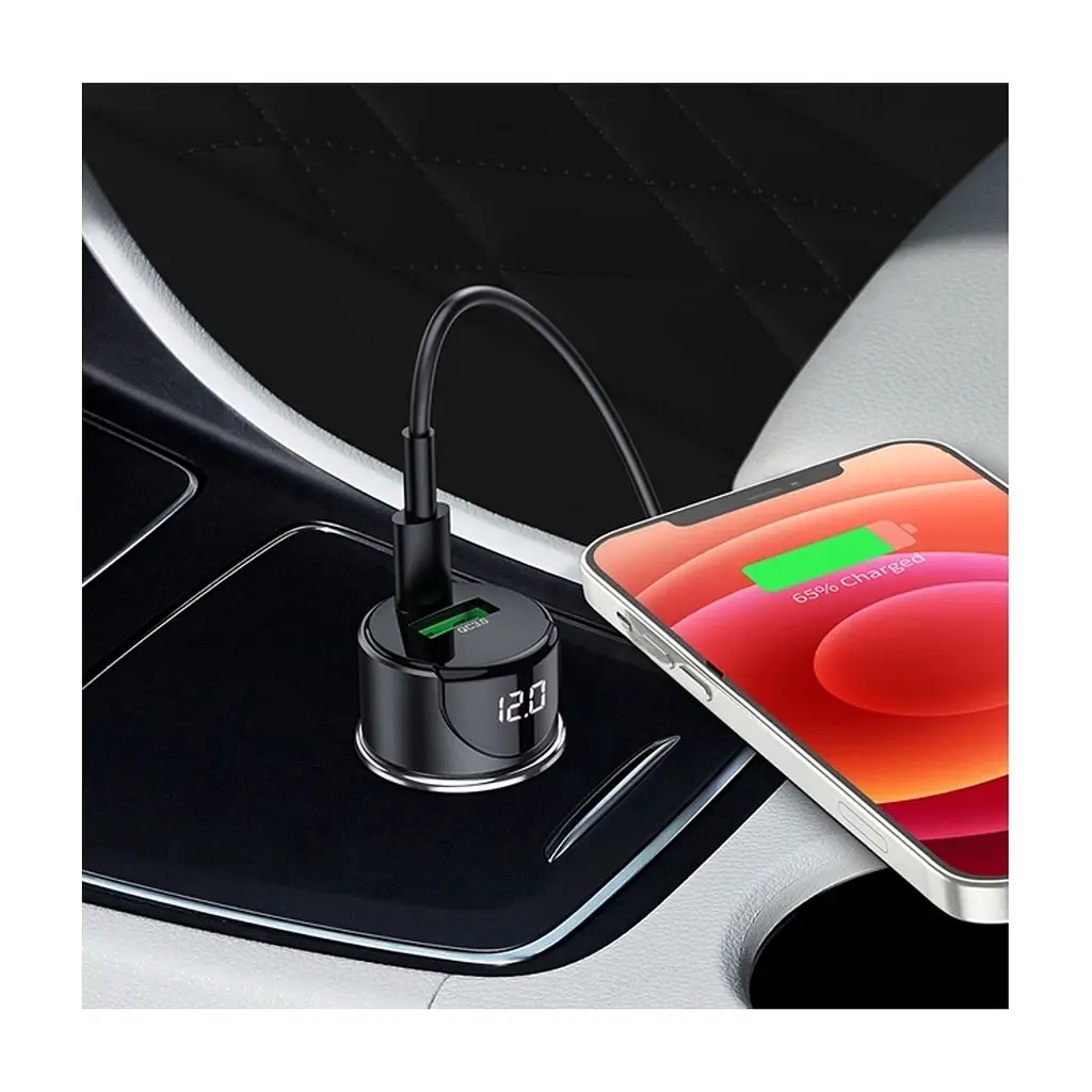 Зарядний пристрій HOCO 1xUSB-C PD20W + 1xUSB QC3.0 car adapter Z42 gray (6931474742551) - фото 5