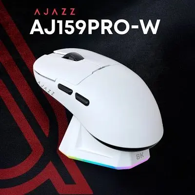 Комп'ютерна мишка Ajazz AJ159PRO Wireless/Bluetooth/USB Charging Dock White (AJ159-PRO-W) - фото 3