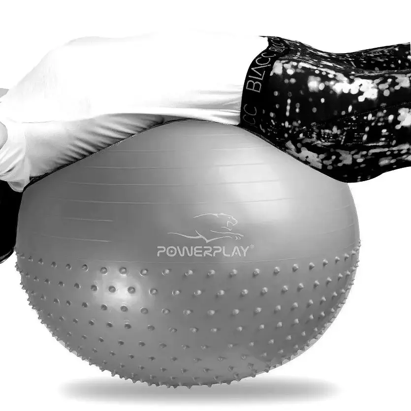 Мяч для фитнеса PowerPlay 4003 с насосом 65 см светло-серый (10683) - фото 4