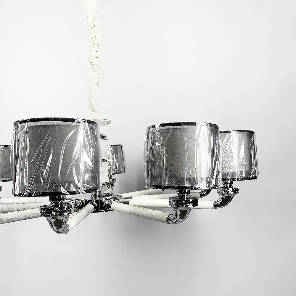 Плафонная люстра с элементами белой экокожи Line.F S 198/10 WT - фото 4