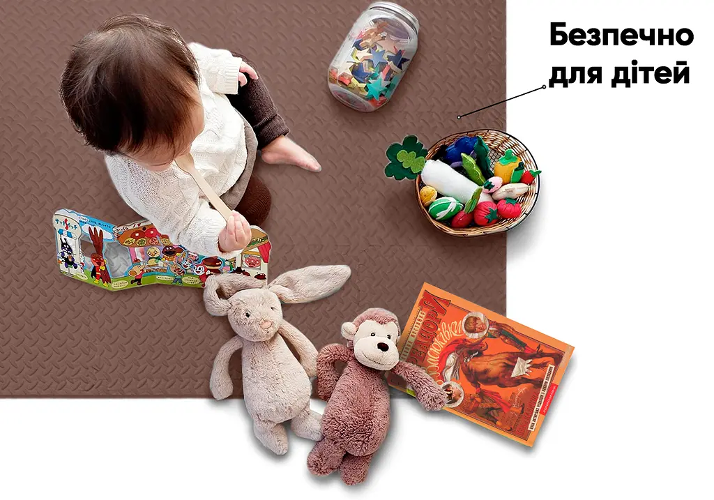 Татамі мат EasyFit 8 шт (30х30 см) ластівчин хвіст коричневий (EF-1950-30-BN) - фото 6
