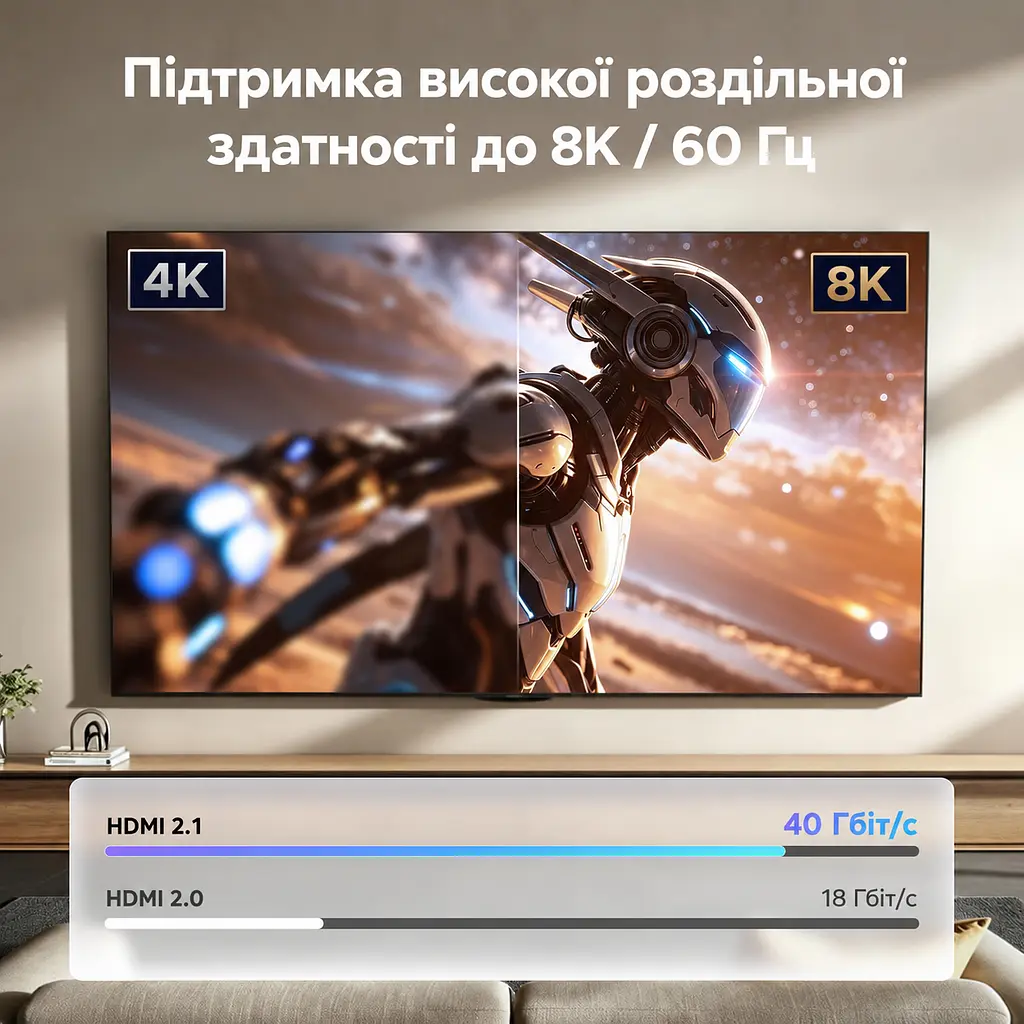 HDMI-перемикач UGREEN CM624 3 входи HDMI та 1 вихід HDMI HDMI 2.1 до 8K 60 Гц та 4K 240 Гц (95521) - фото 10