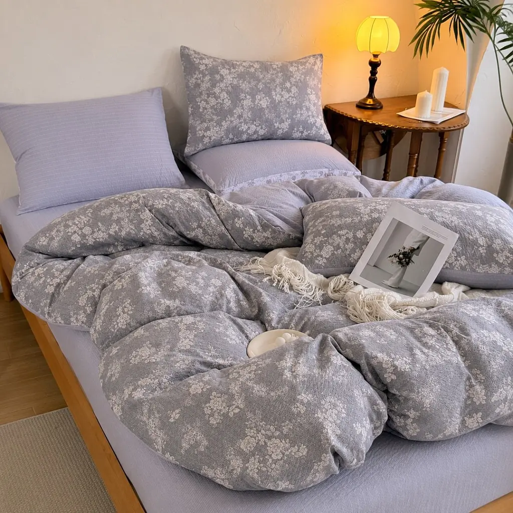 Постельное белье евро из муслина с простынью на резинке Colorful Home Print 8 21756 200х230 см