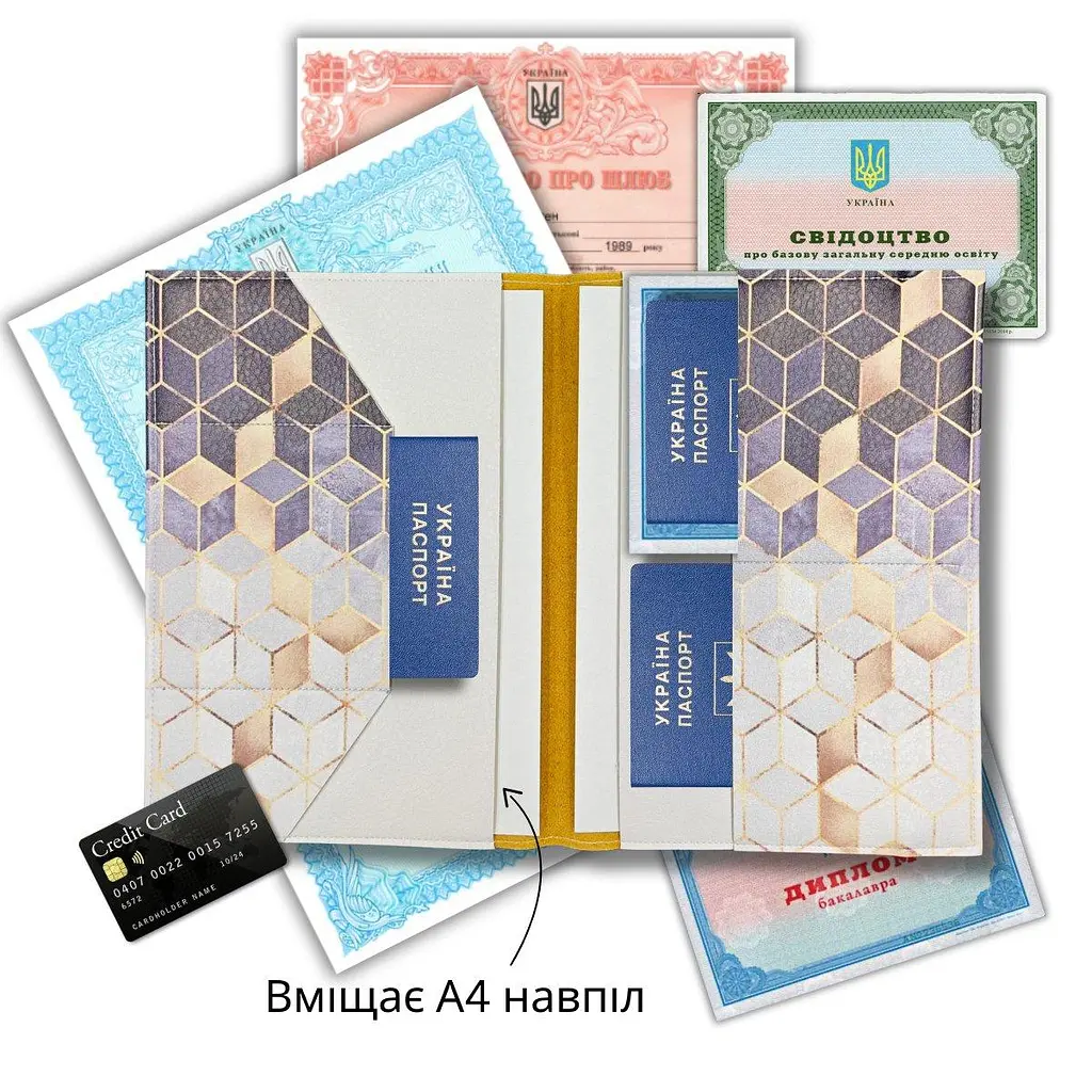 Органайзер для документів А5 синій з геометричним принтом - фото 3