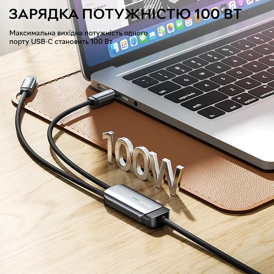 Кабель подвійний зі швидкою зарядкою Toocki PD100W Type C to Type C/Lightning 1.2 м сірий (14215) - фото 8