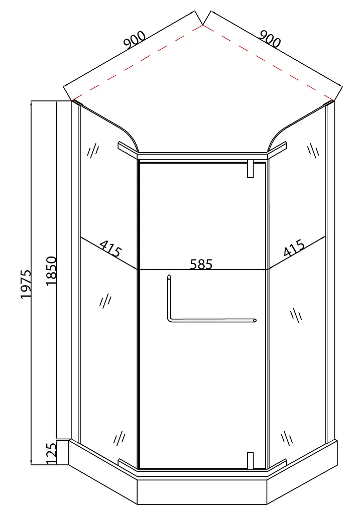 Душова кабіна з низьким піддоном Mixxus Lines SCT01-90x90x198-TR хром прозоре скло 6 мм MI6913, Універсальна, прозорий, хром - фото 2