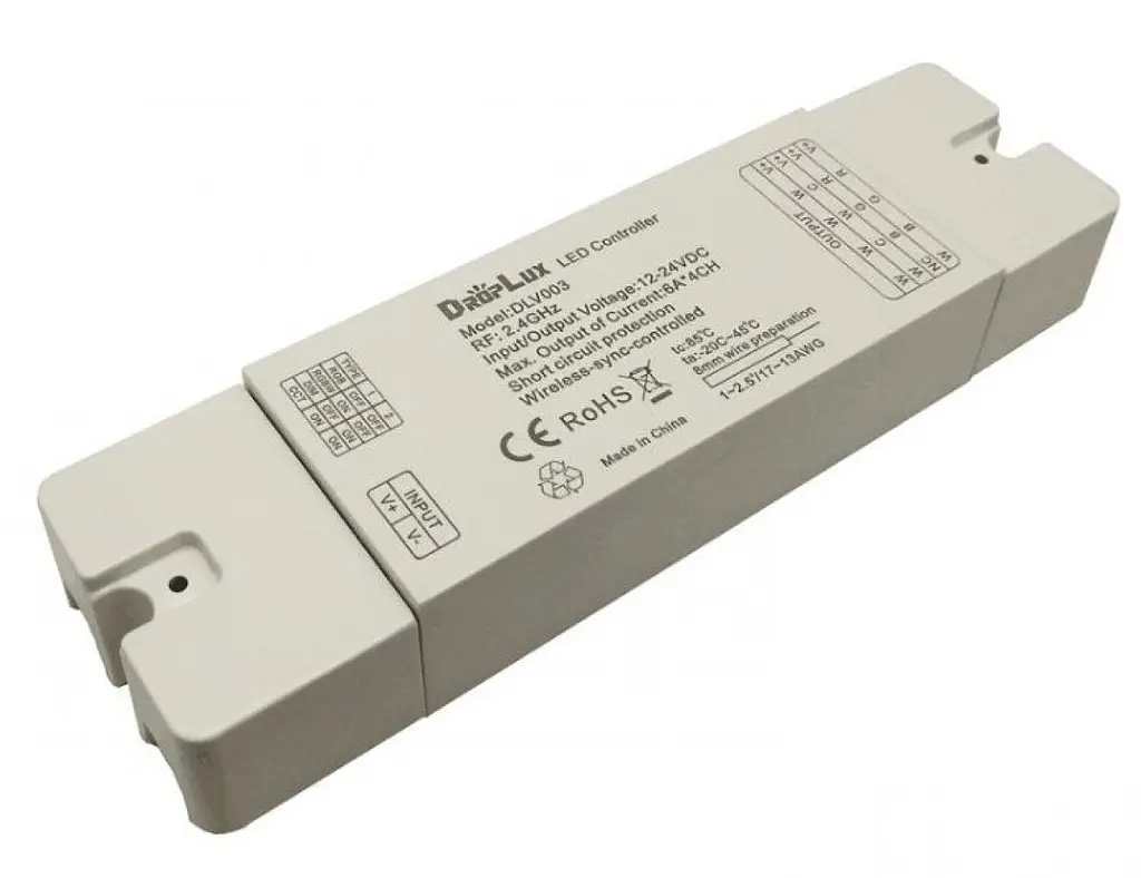 Контроллер Kloodi RF 2.4GHz 4в1 DIM/CCT/RGB/RGBW/RGB+W, 12-24V DC, 4*6A, 4*72-144W, RF 2.4GHz KD-DLV003 - фото 4