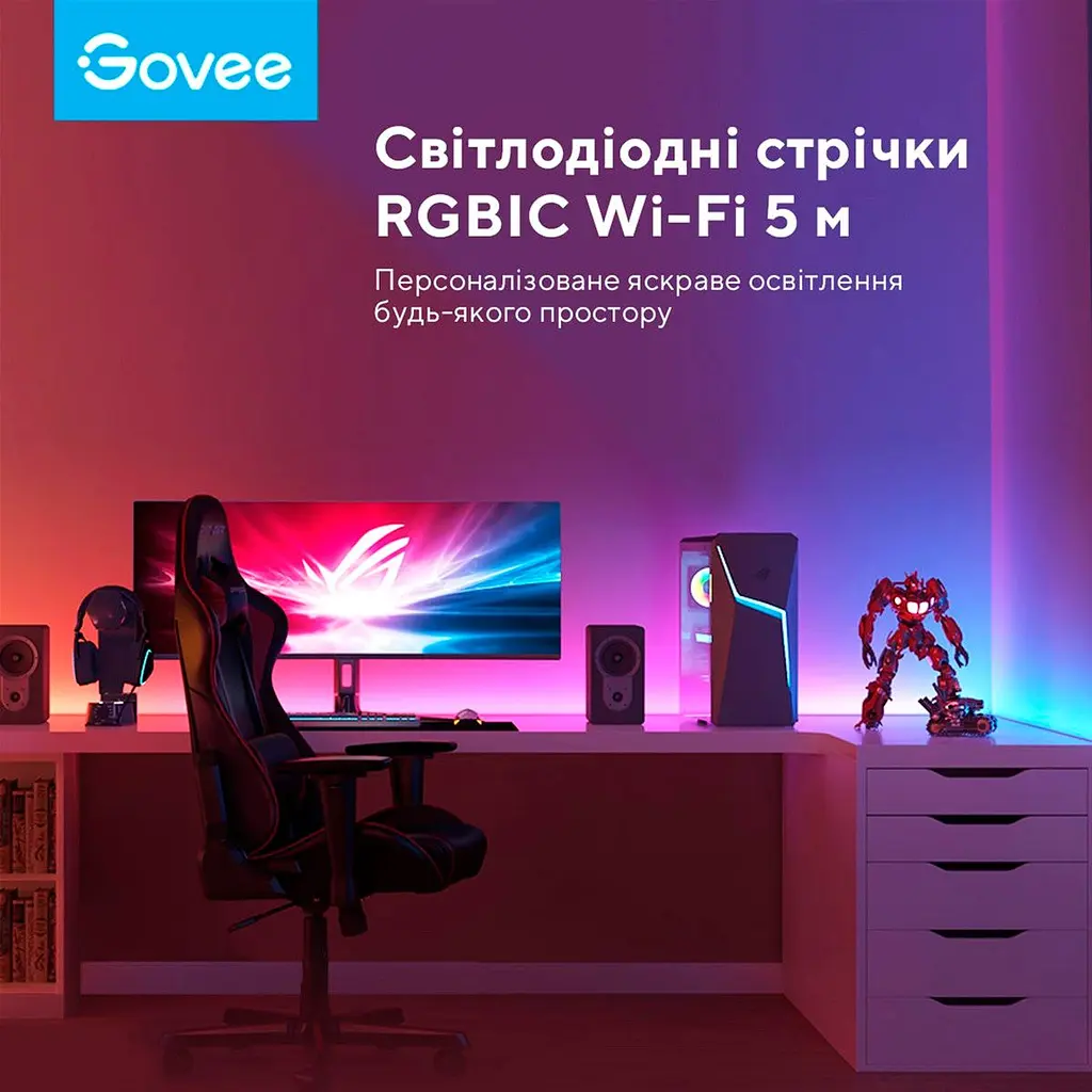 Світлодіодна стрічка Govee H618A Basic Wi-Fi + Bluetooth LED Strip Lights RGBICW 5м [H618A3D1] [136705] - фото 9