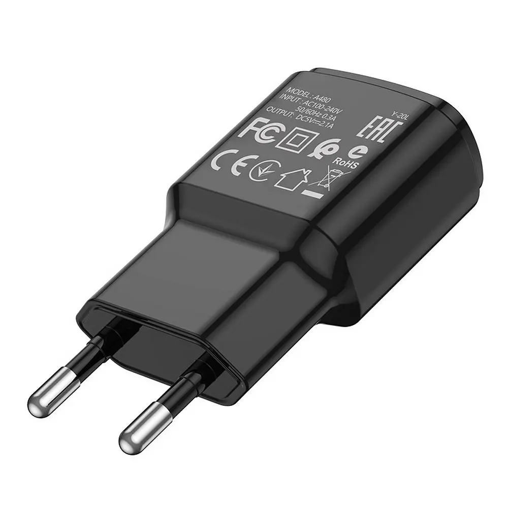 Мережевий зарядний пристрій Avantis A480 Orion (1USB/2.1A)- чорний - фото 3