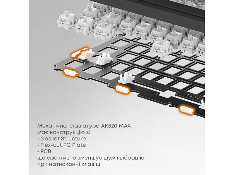 Клавіатура Ajazz AK820 MAX Magnetic Switch Black/Gray/Yellow RGB (AK820MAX-WM-BGY) - фото 4