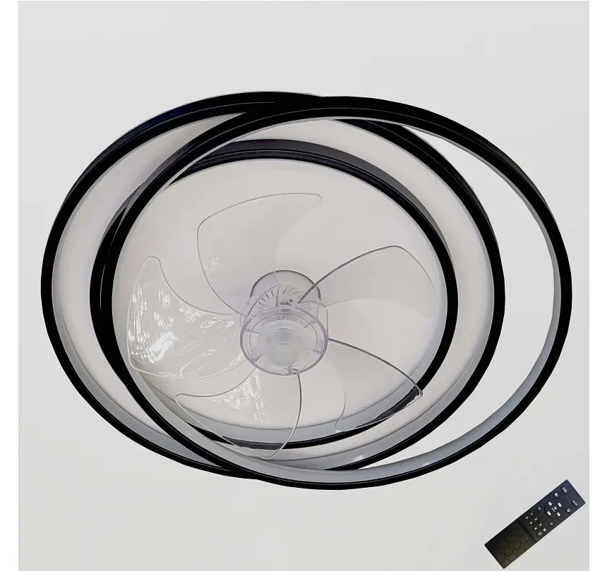 Стельова LED-люстра-вентилятор Artlight WG5088A BK+WH, біла з чорною окантовкою, 70 Вт, від 10-18 м² - фото 3