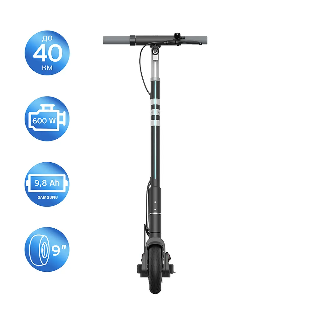 Електросамокат OKAI ES20-NEON Black 9", 300(600)W, 9.8Ah, 40km, 25km\h, 20%, NFC, App, 16kg (ES20-B) - фото 3