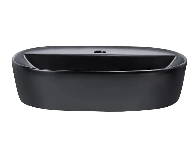 Комплект Qtap Scorpio: Раковина накладная овальная 500x380x120 мм Matt Black + Донный клапан PU03 (QT142202MBMBN47312) - фото 2