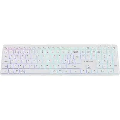 Клавіатура Canyon HKB-W11 Slim Dual Mode Wireless/Bluetooth RGB UA White (CNS-HBTK11W) - фото 3
