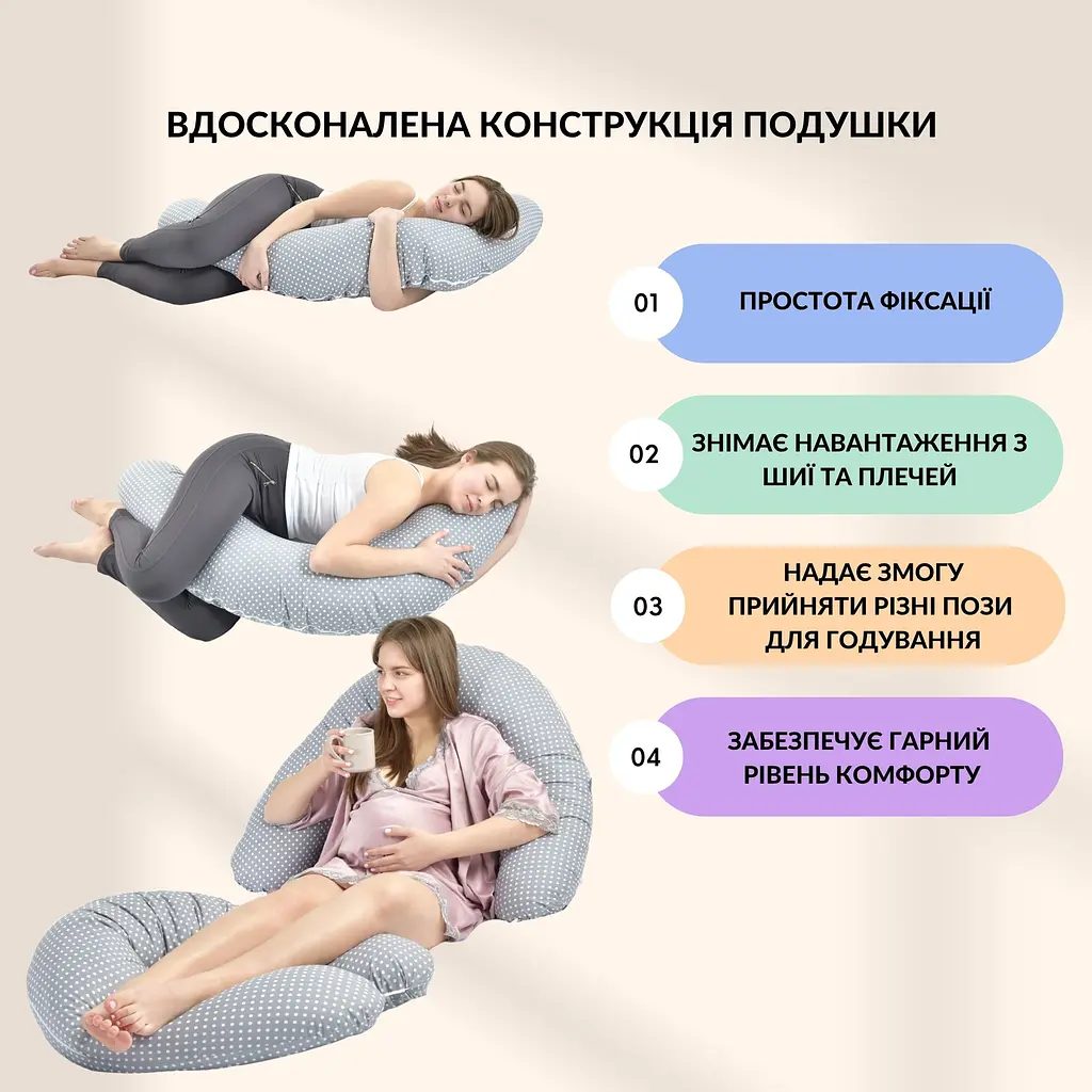 Подушка для вагітних та годування Papaella з ґудзиком 30х190 см (8-31484*001) - фото 5