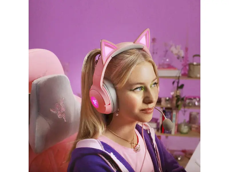 Комп'ютерна гарнітура Razer Kraken Kitty V2 Quartz (RZ04-04730200-R3M1) - фото 5