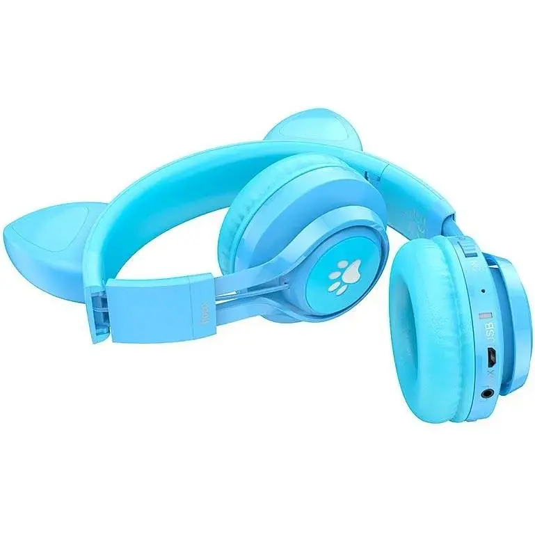 Наушники детские Hoco Cat ear kids BT headphones W39 голубые - фото 2