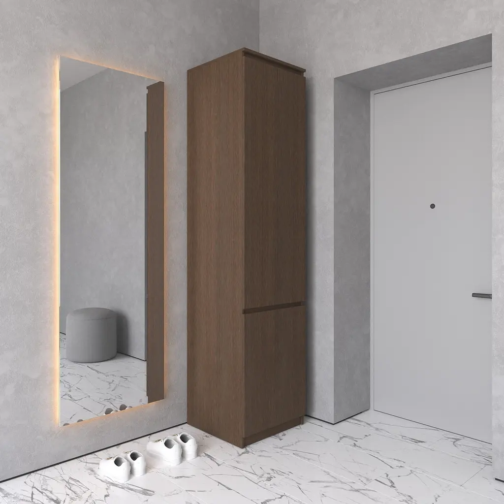 Шафа пенал Vays R-21, з полицями та штангою, без ручок, ЛДСП, 50×50×211 см - для одягу та взуття, в передпокій - фото 7