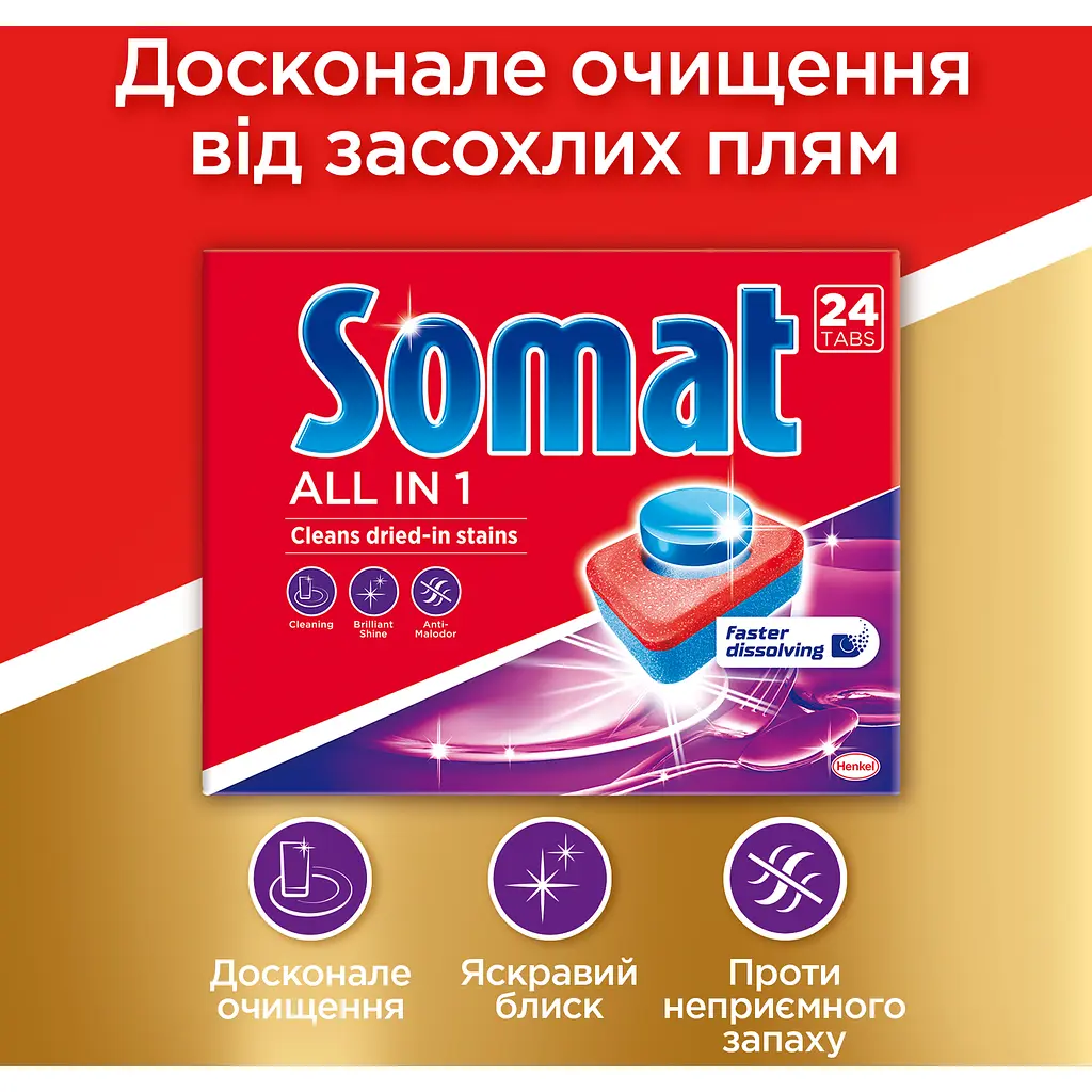 Таблетки для посудомийної машини Somat Exellence All in one Все в 1 24 шт. - фото 3