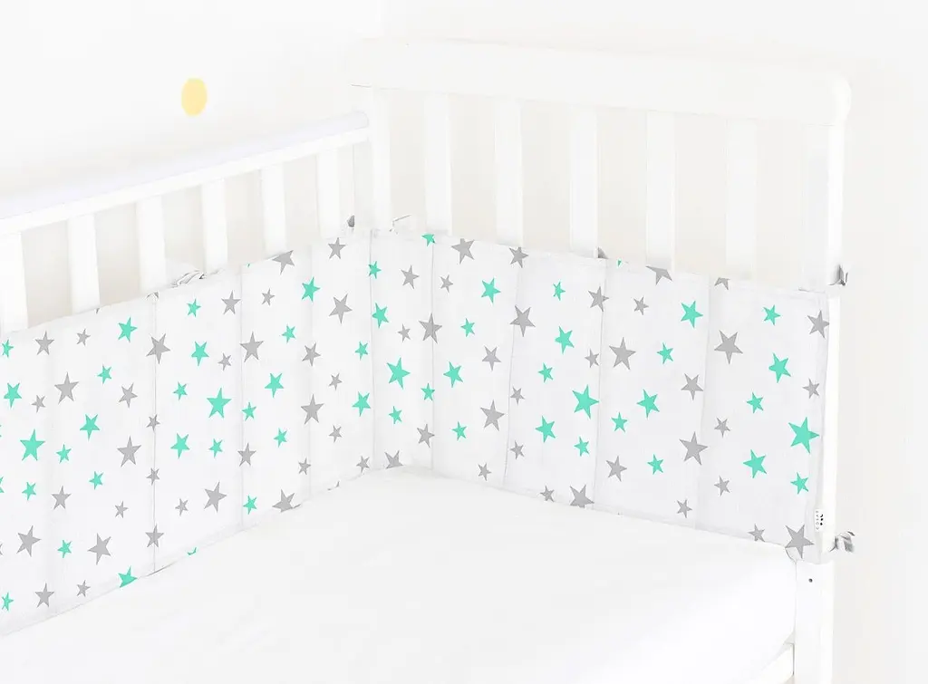 Бортики в дитяче ліжечко Cosas Mint Starfalls 30 х 180 см (WeltBed_Starsfall_MintGrey) - фото 2