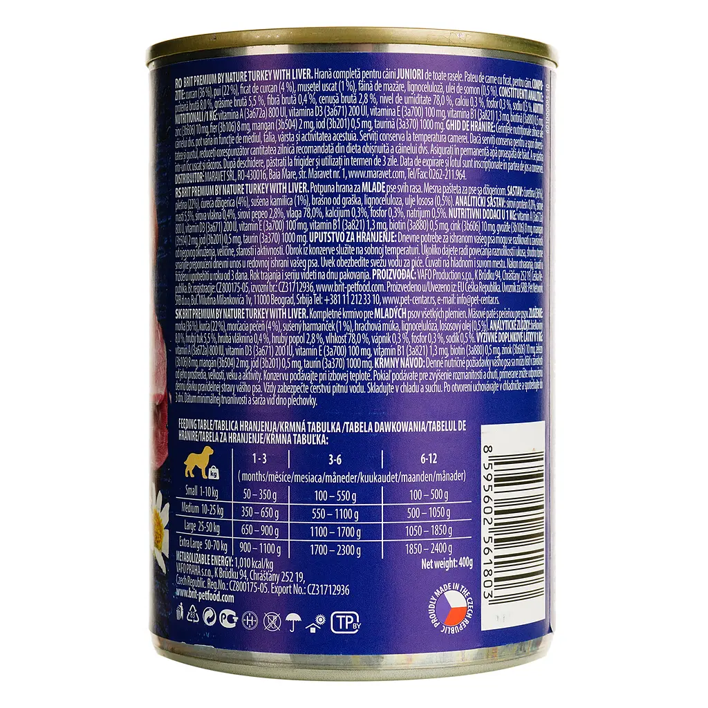 Беззерновой влажный корм для щенков и молодых собак Brit Premium by Nature с индюшатиной и индюшиной печенью 400 г - фото 2