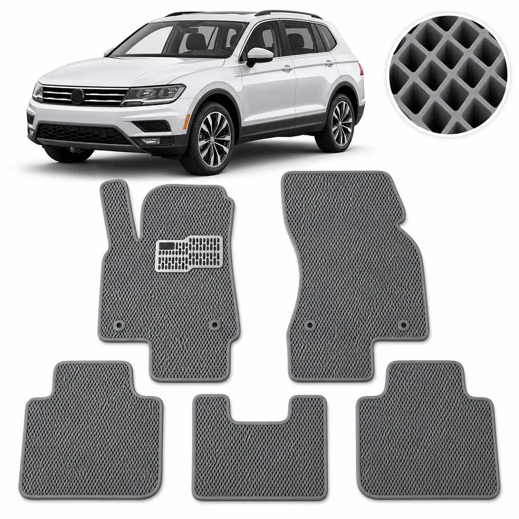 Килимки в салон EVA для Volkswagen Tiguan II USA Allspace 2015- з підп'ятником Сірі 5 шт